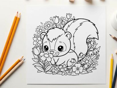 Cute bear with flowers spring nature vector illustration
