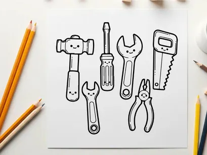 Hand tools set flat design vector illustration scalable