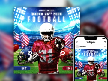 Free American Football League Instagram Post Template preview picture