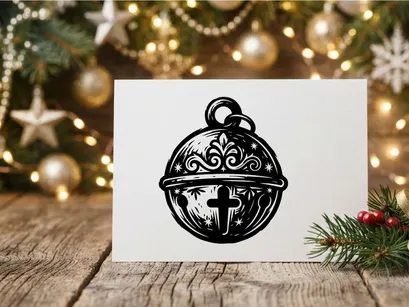 Vintage Christmas Jingle Bell Illustration, dekoratives Urlaubsornament-Symbol-Design.