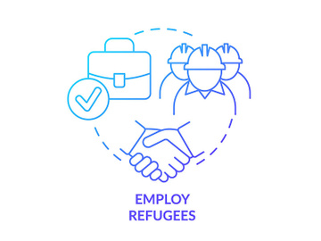 Employ refugees blue gradient concept icon preview picture