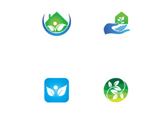 Green leaf logo. Vector design of gardens, plants and nature.