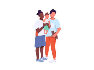 Mixed race family flat color vector faceless characters preview picture