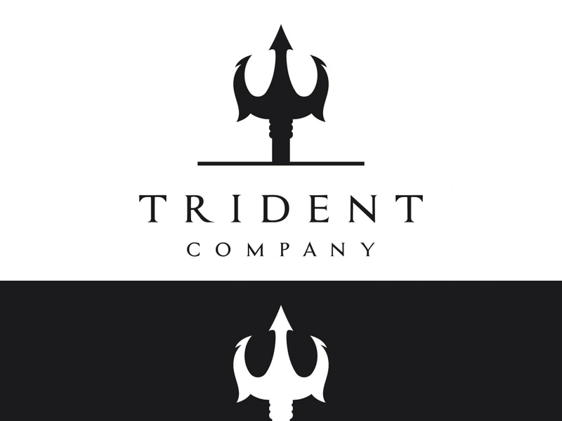 Retro vintage poseidon trident logo design.