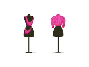 Mannequin flat color vector objects set preview picture