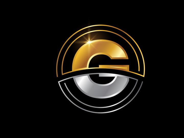 Initial English alphabet with circle frame. Golden and silver color alphabet symbol for corporate business identity
