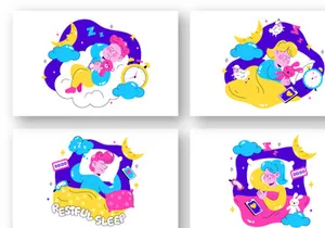 10 Restful Sleep Vector Illustration
