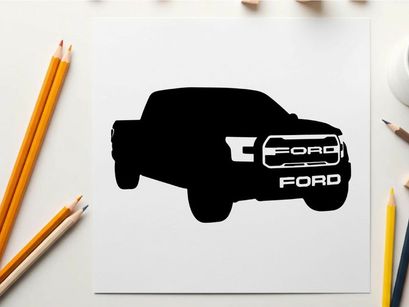 Black silhouette of a ford pickup truck with logo