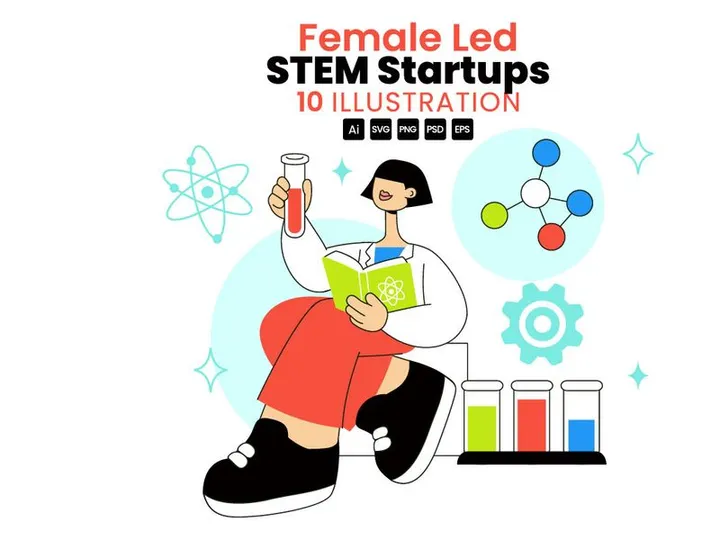 10 Female Led STEM Startups Illustration