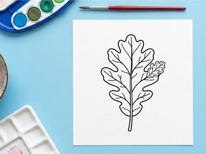 Close-up of a detailed oak leaf. Natural botanical illustration for eco or nature themes.