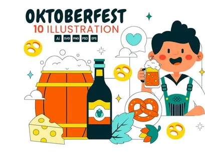 10 Oktoberfest Vector Illustration