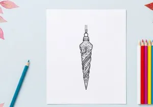 Christmas icicle ornament line art drawing for holiday season festive decoration design.