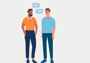Two man talking with each other 2D design in Adobe illustrator