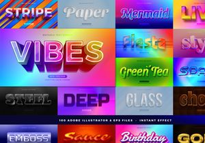 100 in 1 Bundle Multipurpose Text Effect Style