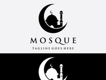 Unique,modern and creative luxury mosque logo with monogram.Logo for islamic,ramadan,company.