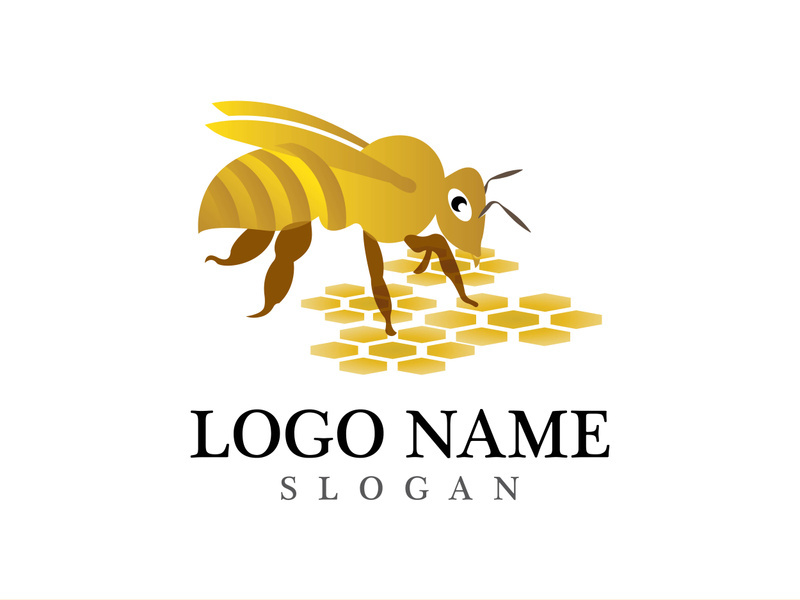 Bee logo vector icon illustration design