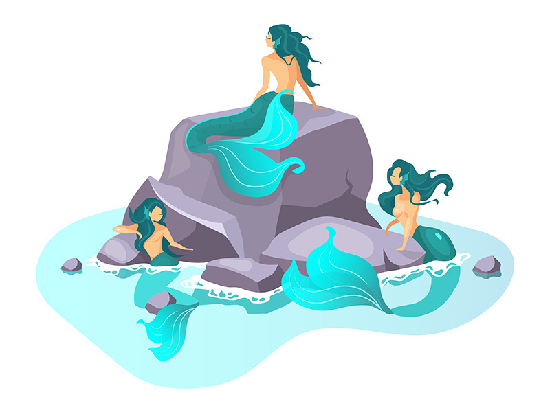 Sirens flat vector illustration