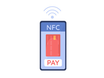 NFC signal on cellphone semi flat color vector object preview picture
