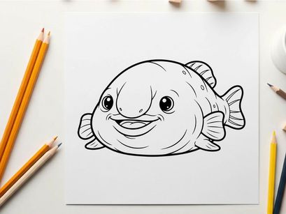 Happy cartoon fish smiling vector illustration flat design