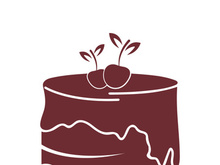 Sweet cake template logo design vector illustration of silhouette with cherries