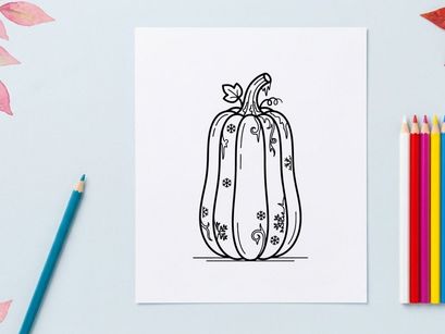 Decorative pumpkin for autumn decor. Elegant fall centerpiece with floral patterns