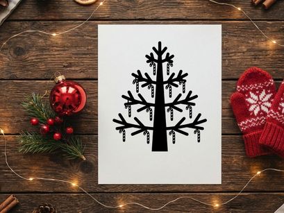 Decorative Christmas Tree with Candy Cane Ornaments and Snowflakes
