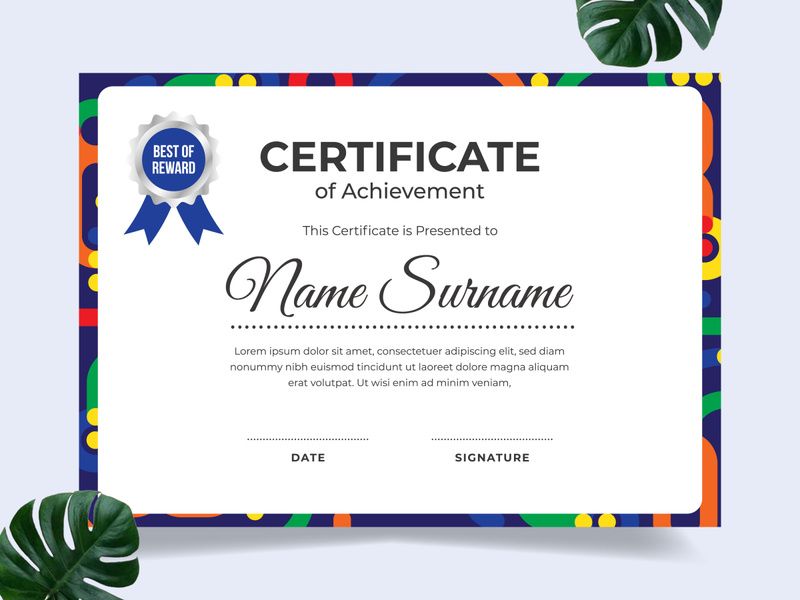 Modern certificate design template