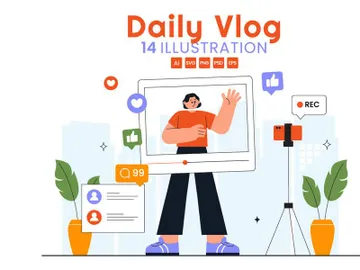 14 Influencer Daily Vlog Illustration preview picture