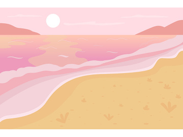Romantic beach scenery flat color vector illustration preview picture