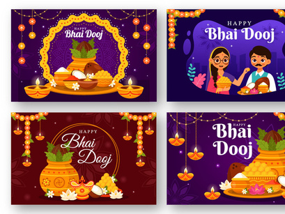 12 Bhai Dooj Indian Festival Illustration