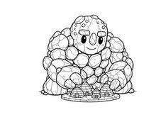 Cute stone monster hugging rocks vector illustration