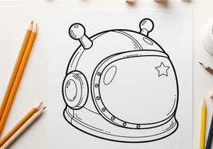 Retro space helmet with star vector illustration flat design