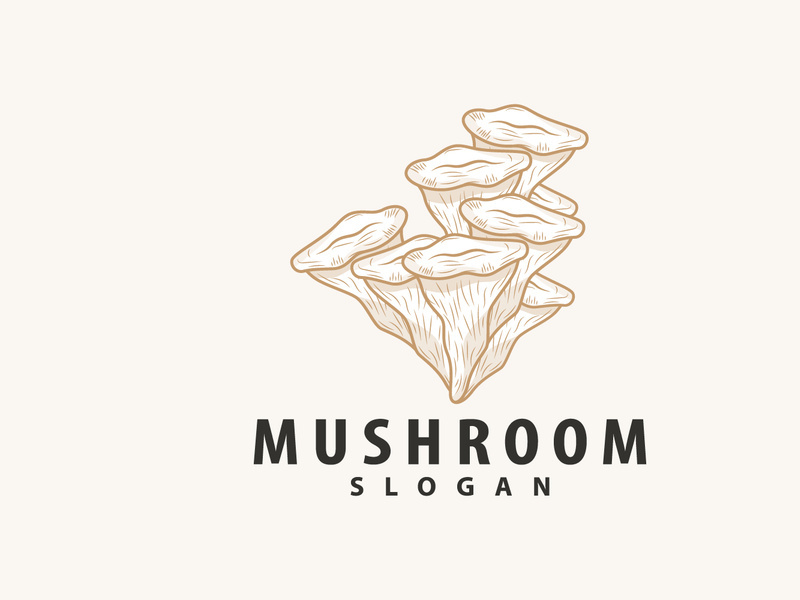 Mushroom Logo, Retro Minimalist Design, Food