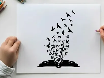 Bildungsfreiheit Vögel fliegend aus Buch Vektorillustration