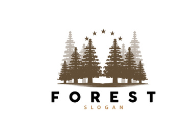 Forest Logo, Vector Forest Wood With Pine Trees Design preview picture