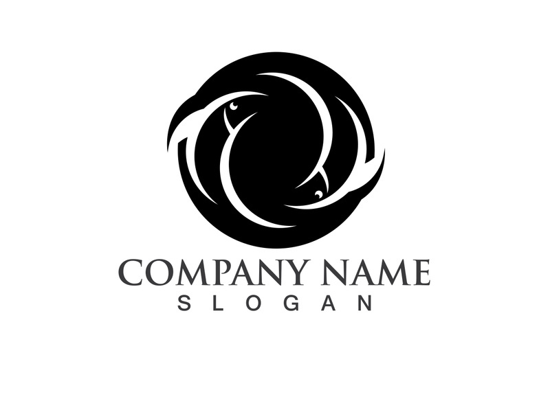 Fish jump logo animal vector