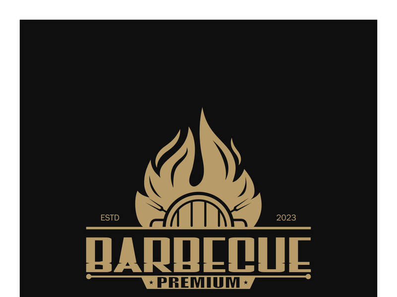 Simple Barbecue Vintage hot grill, with crossed flames and spatula. Logo for restaurant, badge, cafe and bar.vector