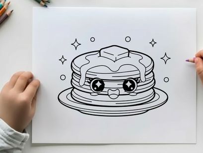 Cute pancake stack with face vector illustration flat design