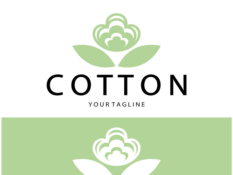 Soft natural organic cotton flower plant logo for cotton plantations, industries,business,textile,clothing and beauty,vector