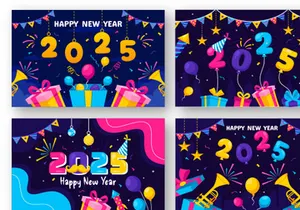 12 Happy New Year 2025 Illustration