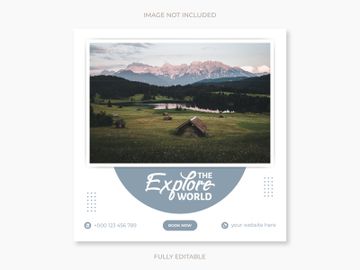 Social media design post travel, Template for social media post, template design for travel ads preview picture