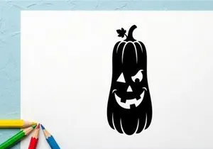 Halloween Pumpkin with Carved Jack-o'-Lantern Face for Fall Decor