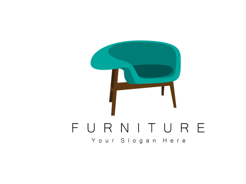 Furniture Logo Design, Home Furniture Illustration Table Icons, Chairs, Cupboards, Lamps
