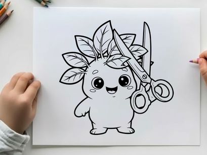 Cute unicorn cutting hair vector illustration flat design