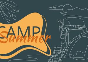 Summer Journey Flat Illustration abstract background line art