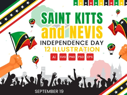 12 Independence Day Saint Kitts and Nevis Illustration