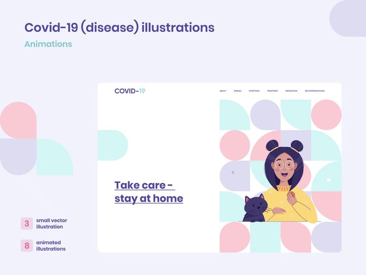 Vector illustrations and animation on the theme of coronavirus and colds