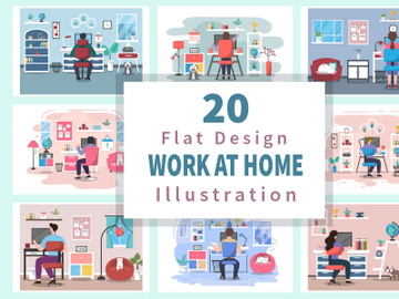 20 Work From Home Flat Design preview picture