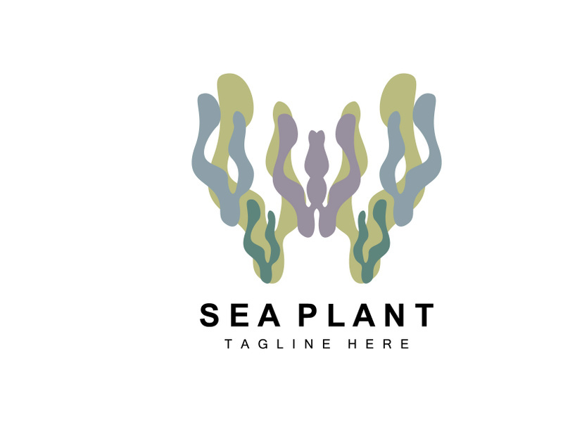 Seaweed Logo, Sea Plants Vector Design, Grocery And Nature Protection