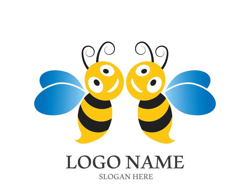 Bee logo vector icon illustration design